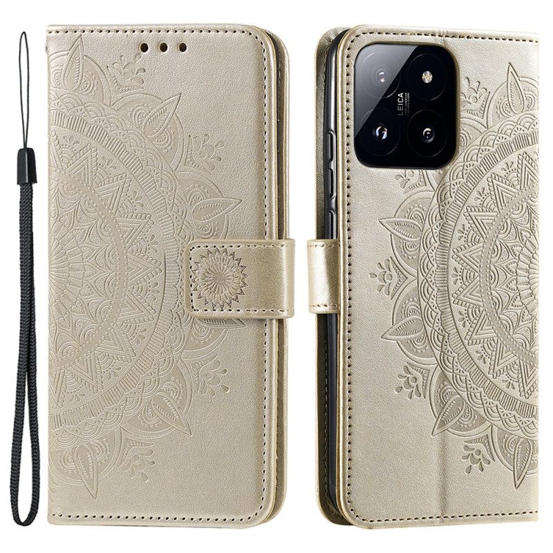 Folio-hoesje Xiaomi 14 Mandala Zon Met Riem