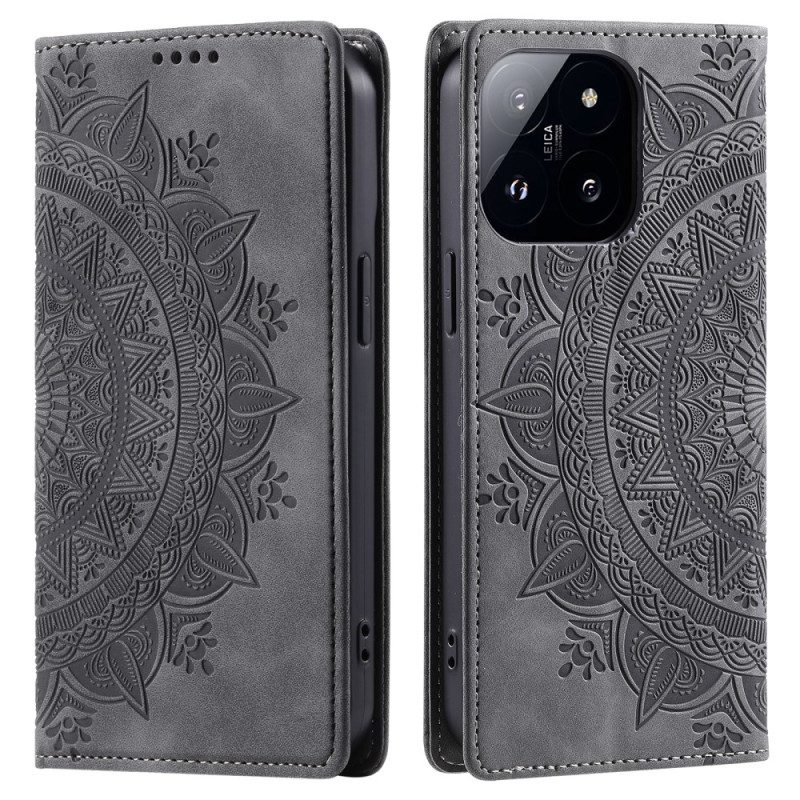 Folio-hoesje Xiaomi 14 Telefoonhoesje Mandala Suède-effect