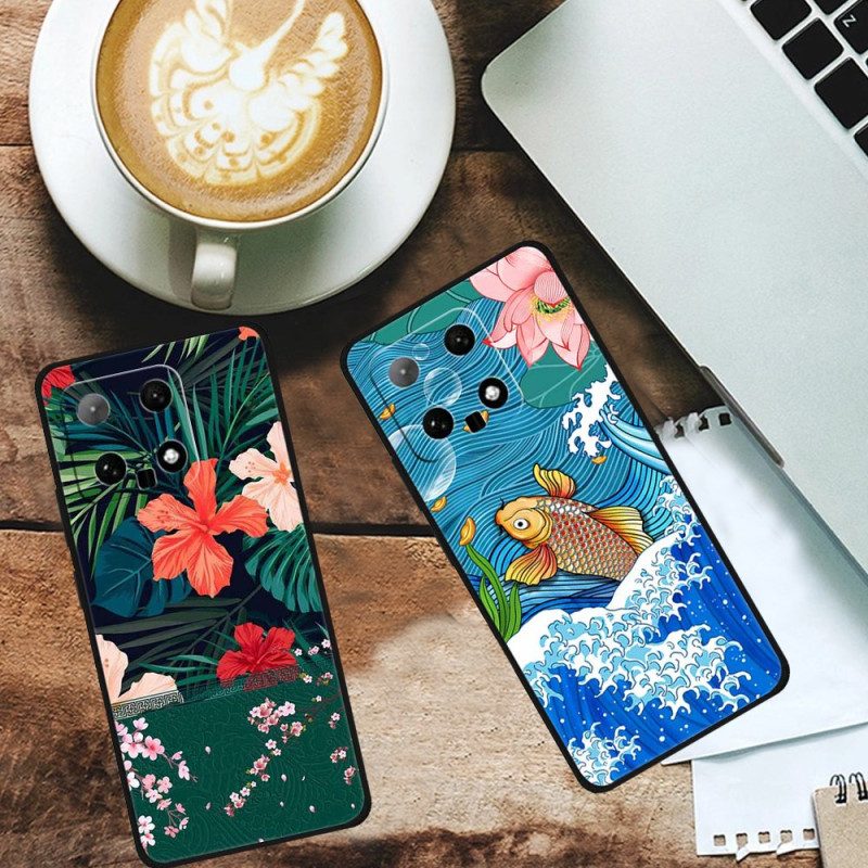 Hoesje Xiaomi 14 Aziatische Patronen Bescherming Hoesje