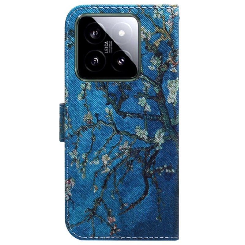 Leren Hoesje Voor Xiaomi 14 Abrikozenbloemen