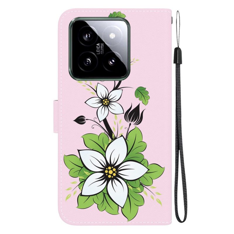 Leren Hoesje Voor Xiaomi 14 Lelie In Riem