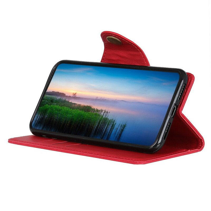 Folio-hoesje voor Samsung Galaxy Note 10 Lite Knoop Van Imitatieleer