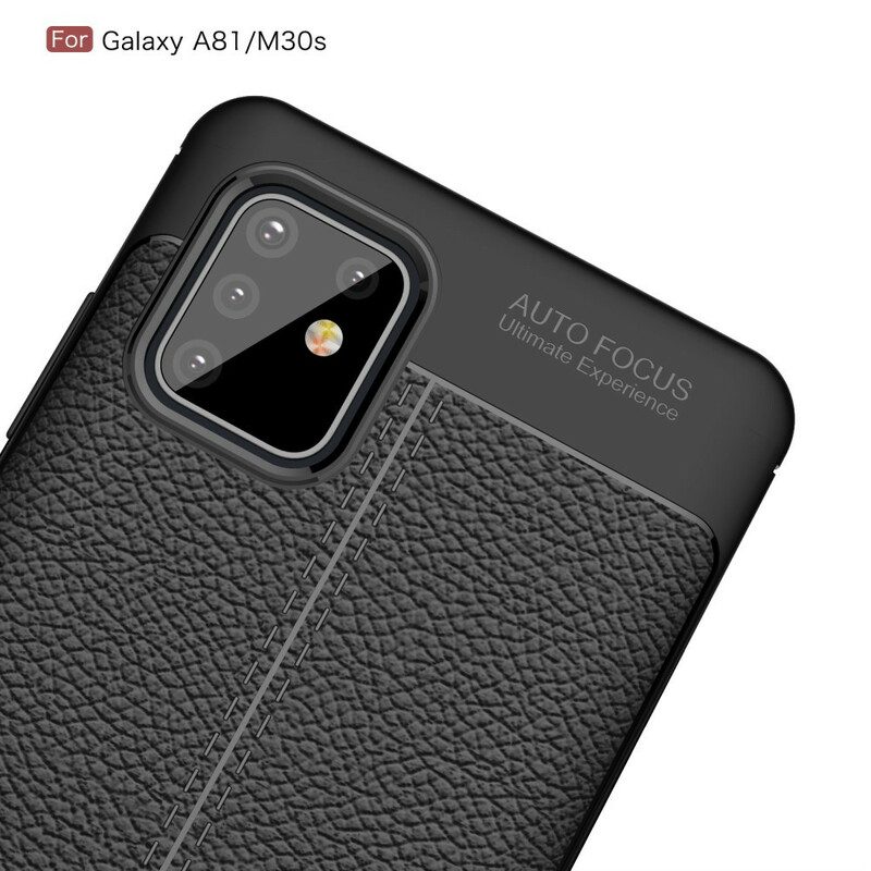 Telefoonhoesje voor Samsung Galaxy Note 10 Lite Dubbellijnig Litchi-leereffect