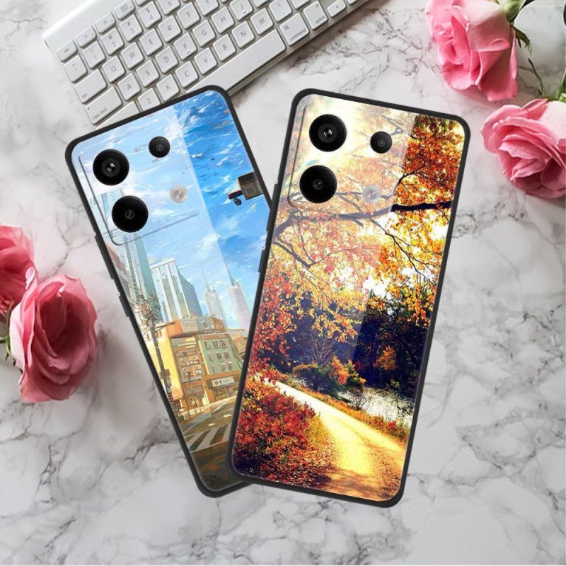 Cover Hoesje Xiaomi Redmi Note 13 Pro 5g Telefoonhoesje Gehard Glas Gekleurd Patroon