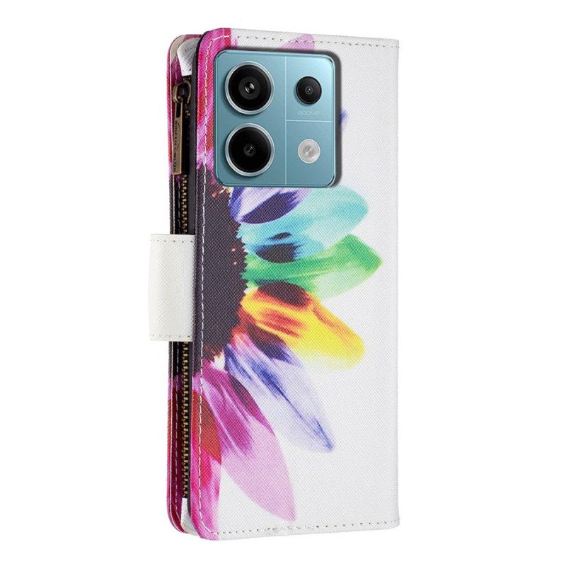 Flip Case Leren Xiaomi Redmi Note 13 Pro 5g Portemonnee Met Aquarelbloemen