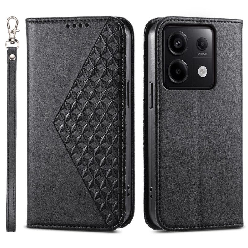 Folio-hoesje Xiaomi Redmi Note 13 Pro 5g Ruitpatroon Met Band