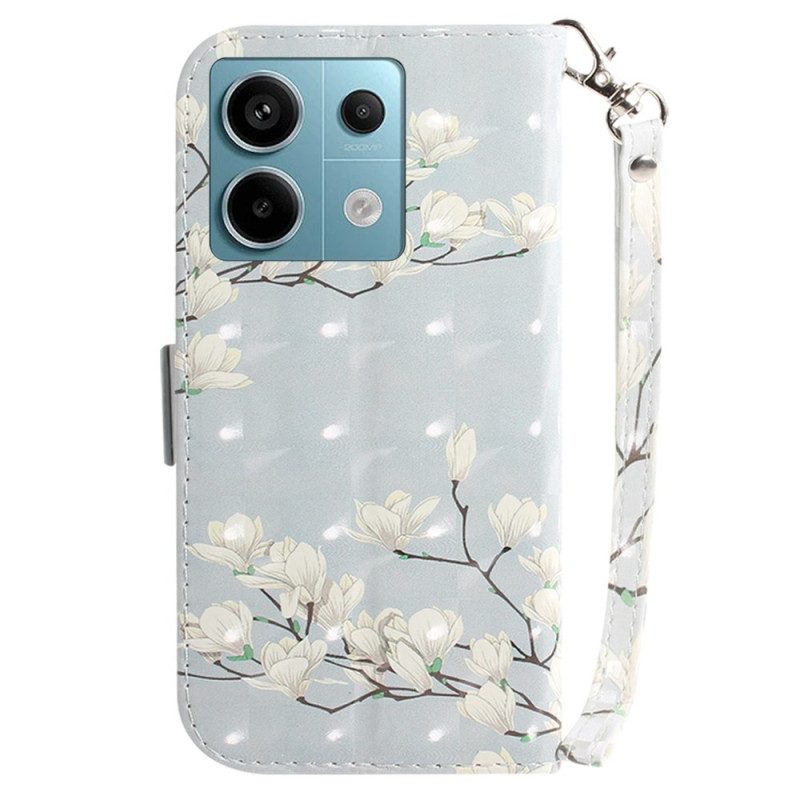 Folio-hoesje Xiaomi Redmi Note 13 Pro 5g Telefoonhoesje Lanière Magnolia's