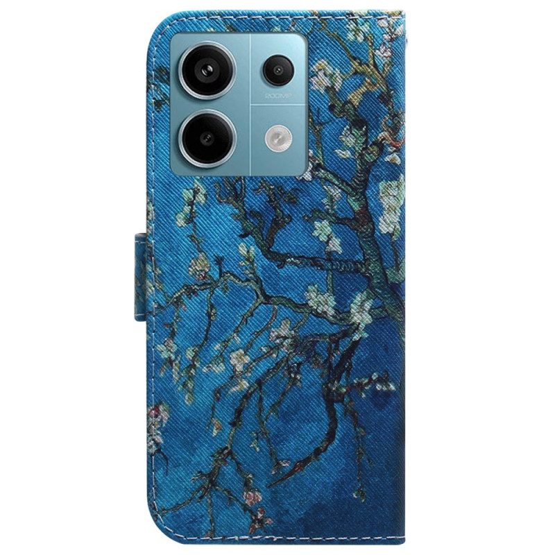 Leren Hoesje Voor Xiaomi Redmi Note 13 Pro 5g Abrikozenbloemen