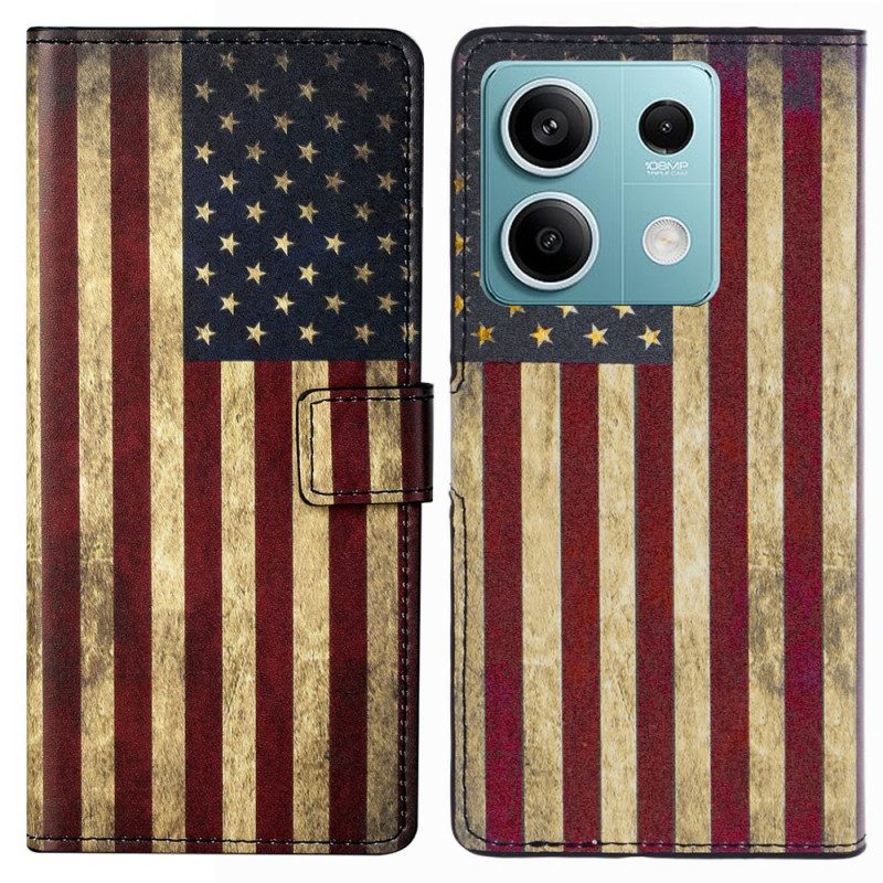 Leren Hoesje Voor Xiaomi Redmi Note 13 Pro 5g Vintage Amerikaanse Vlag