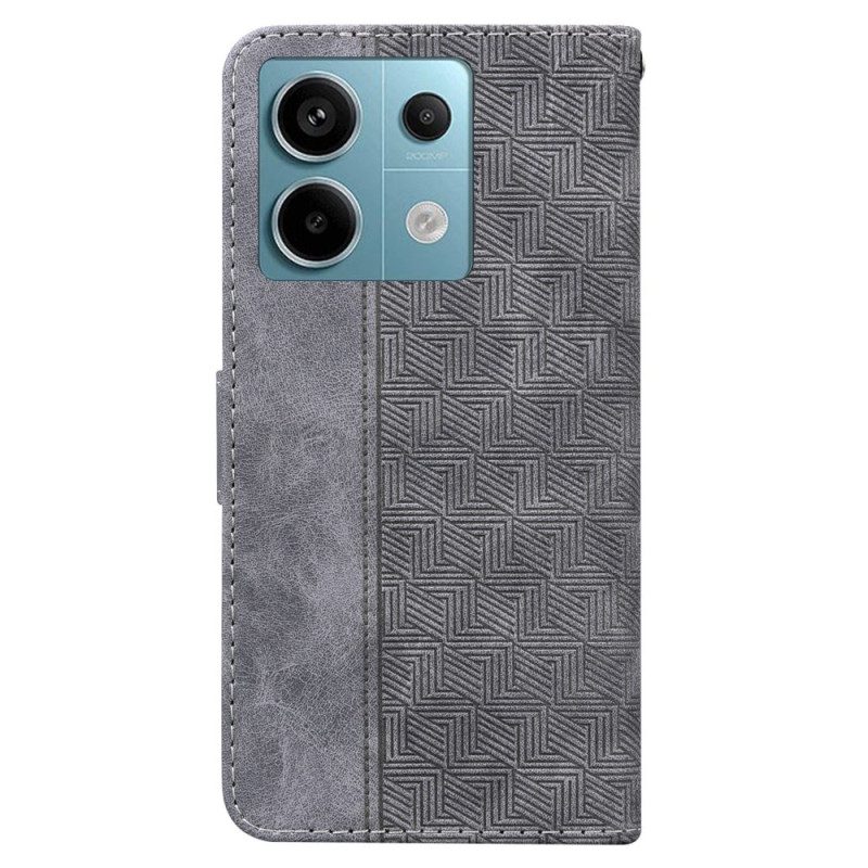 Leren Hoesje Xiaomi Redmi Note 13 Pro 5g Geweven Patroon Met Bandjes Bescherming Hoesje