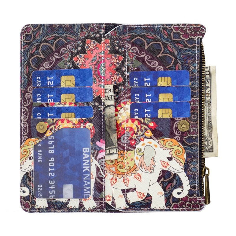 Leren Hoesje Xiaomi Redmi Note 13 Pro 5g Indische Olifant Portemonnee Bescherming Hoesje