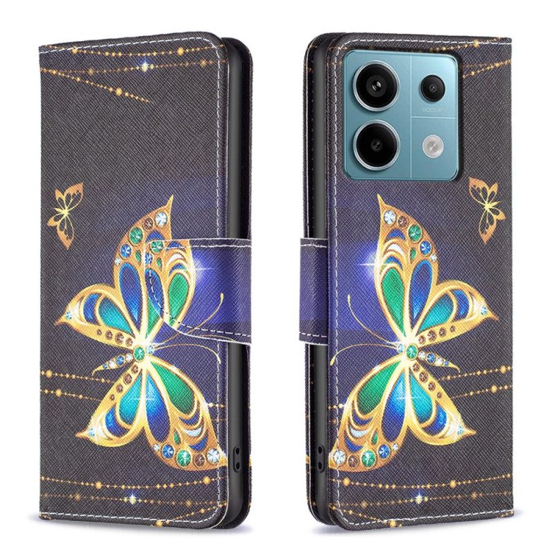 Leren Hoesje Xiaomi Redmi Note 13 Pro 5g Vlinders Sieraden