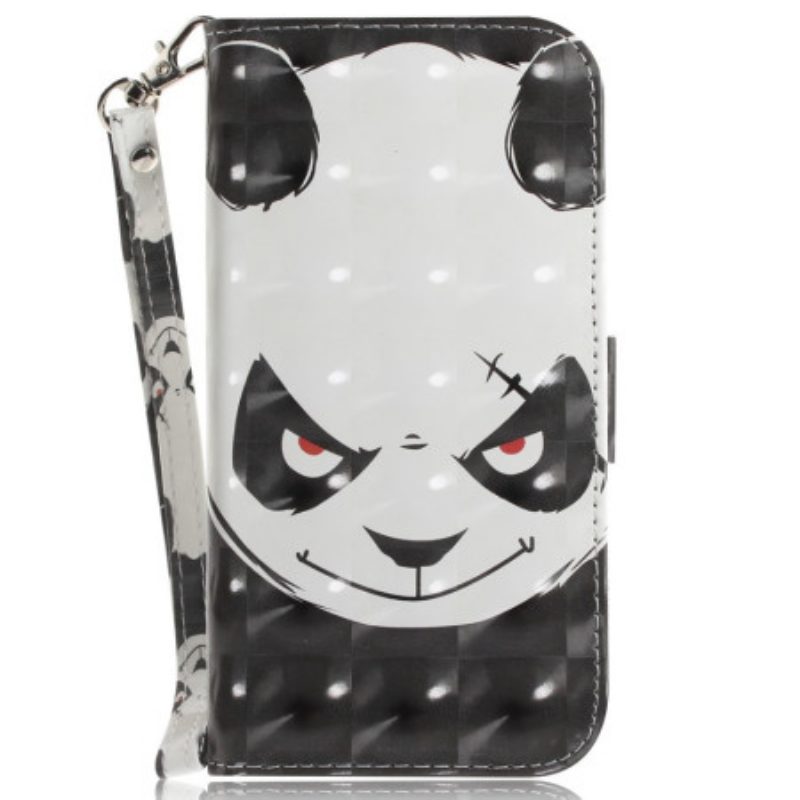 Folio-hoesje voor Realme C35 Met Ketting Boze Panda Met Lanyard