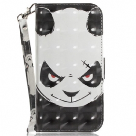 Folio-hoesje voor Realme C35 Met Ketting Boze Panda Met Lanyard