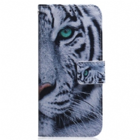 Leren Hoesje voor Realme C35 Witte Tijger