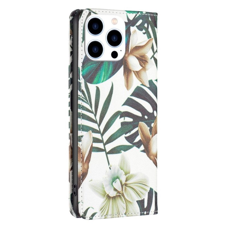 Bescherming Hoesje voor iPhone 14 Pro Folio-hoesje Bladeren