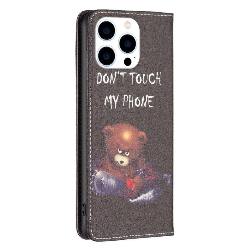 Bescherming Hoesje voor iPhone 14 Pro Folio-hoesje Gevaarlijke Beer