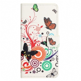 Flip Case voor iPhone 14 Pro Zwart-witte Vlinders