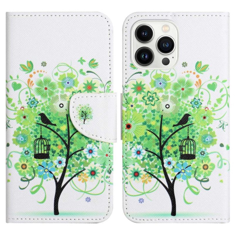 Folio-hoesje voor iPhone 14 Pro Groene Boom