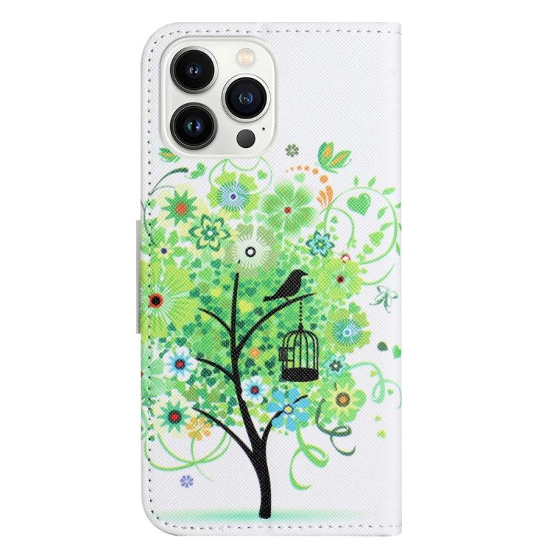 Folio-hoesje voor iPhone 14 Pro Groene Boom