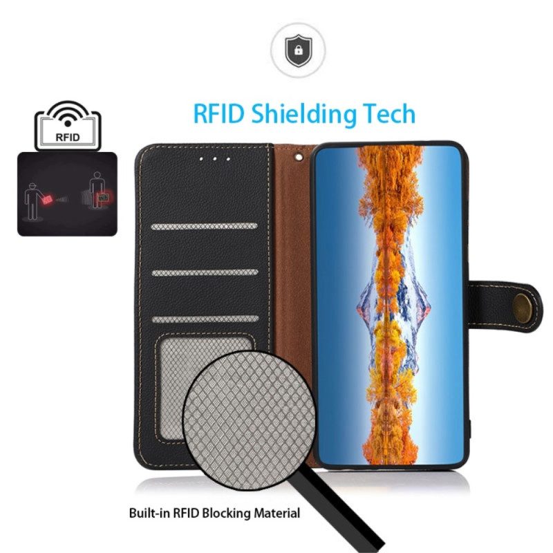 Folio-hoesje voor iPhone 14 Pro Khazneh Rfid Echt Leer