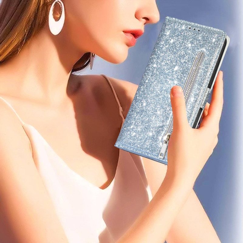 Folio-hoesje voor iPhone 14 Pro Pailletten Glitter Stijl