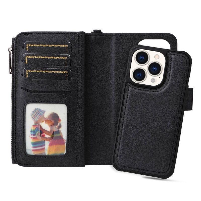 Hoesje Flip Case voor iPhone 14 Pro Portemonnee Leren Portemonnee Met Afneembaar