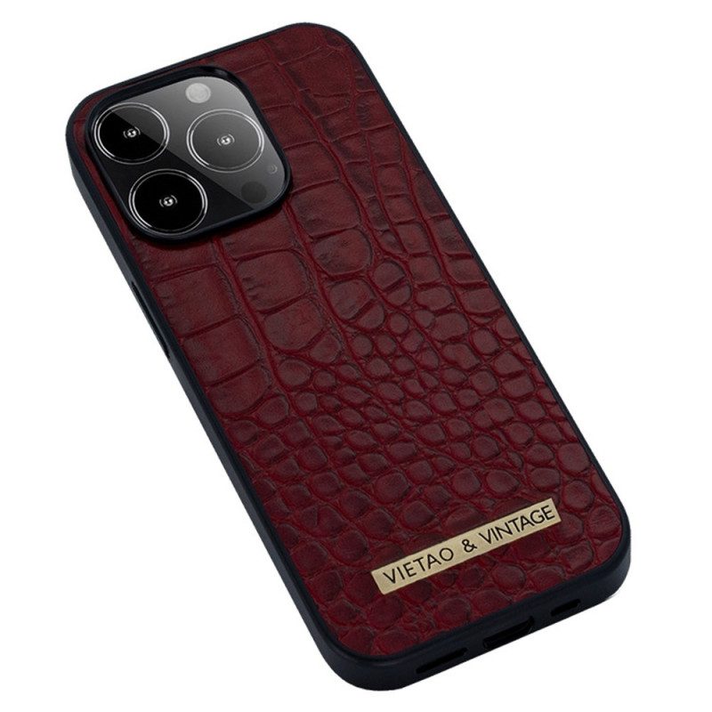 Hoesje voor iPhone 14 Pro Imitatie Krokodillenleer Vietao