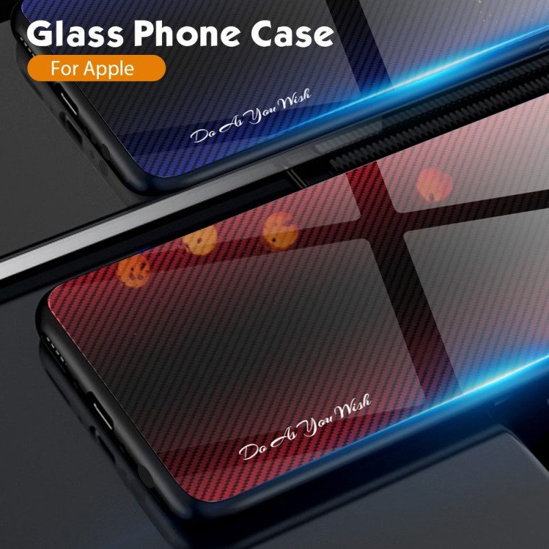 Hoesje voor iPhone 14 Pro Klassiek Koolstofvezel Gehard Glas