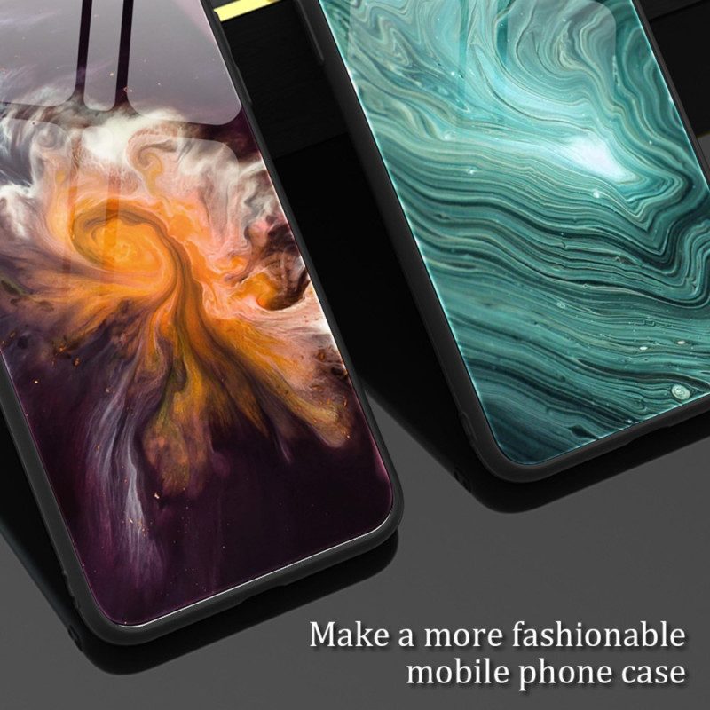 Hoesje voor iPhone 14 Pro Marmeren Kleuren Gehard Glas