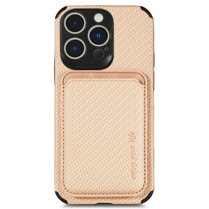 Hoesje voor iPhone 14 Pro Portemonnee Leren Koolstofvezel En Magnetische Portemonnee