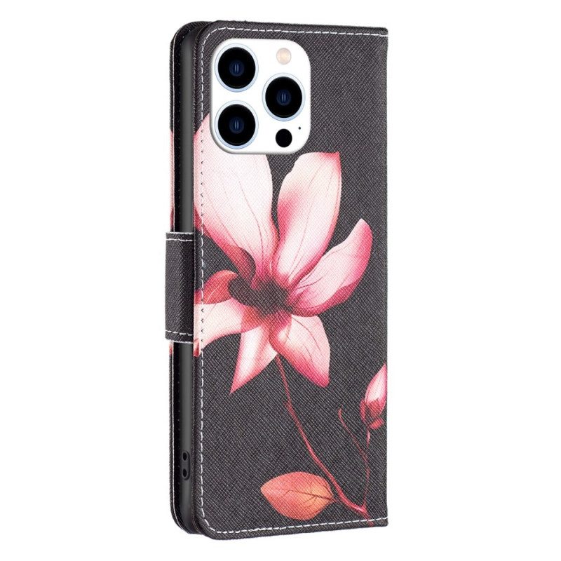 Leren Hoesje voor iPhone 14 Pro Bloem