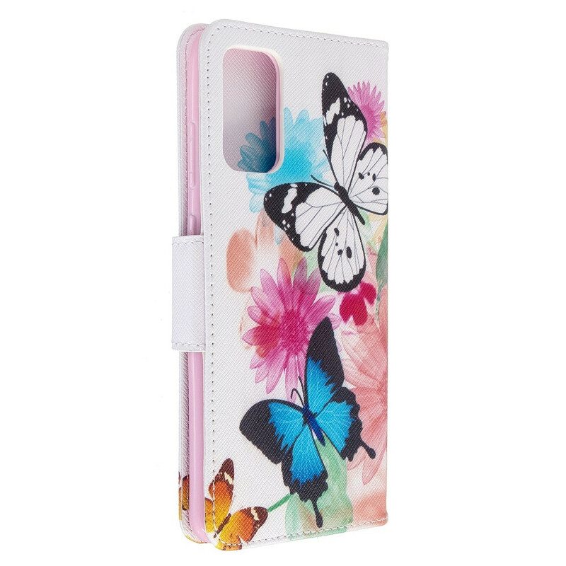 Folio-hoesje voor Samsung Galaxy S20 Plus / S20 Plus 5G Geschilderde Vlinders En Bloemen