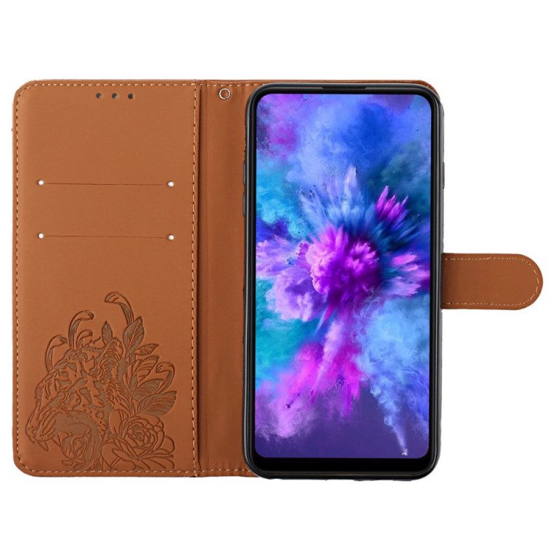 Folio-hoesje voor Samsung Galaxy S20 Plus / S20 Plus 5G Met Ketting Barokke Strappy Tijger