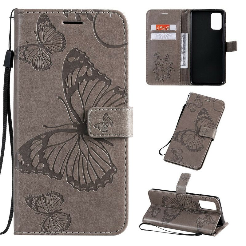 Leren Hoesje voor Samsung Galaxy S20 Plus / S20 Plus 5G Met Ketting Gigantische Riemvlinders