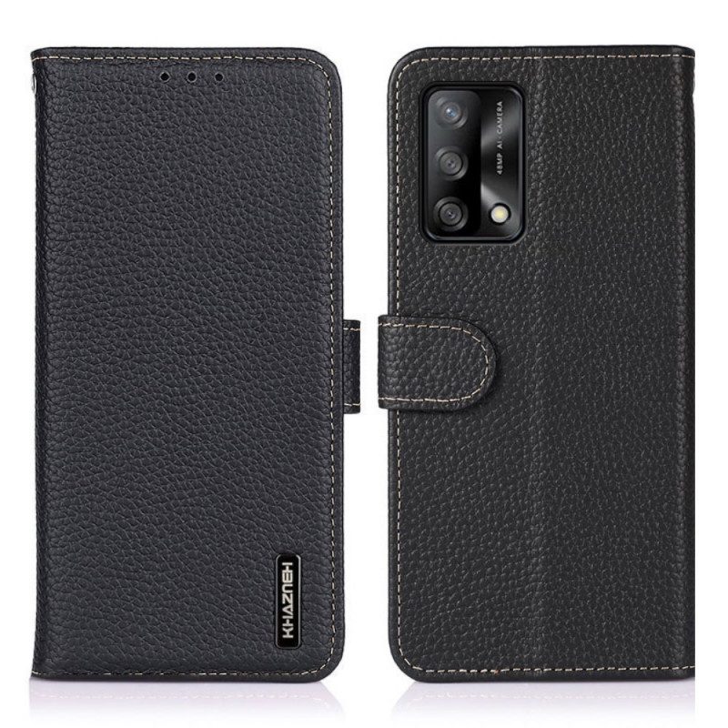 Flip Case voor Oppo A74 4G Echt Khazneh Litchi Leer