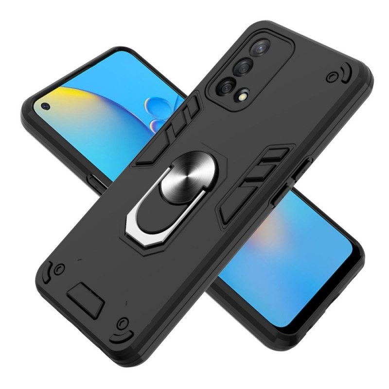 Hoesje voor Oppo A74 4G Afneembare Ring-support Metallic