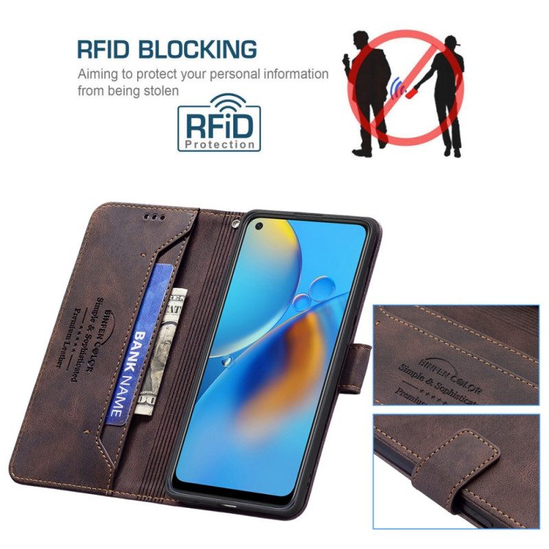 Leren Hoesje voor Oppo A74 4G Rfid Binfen-kleur