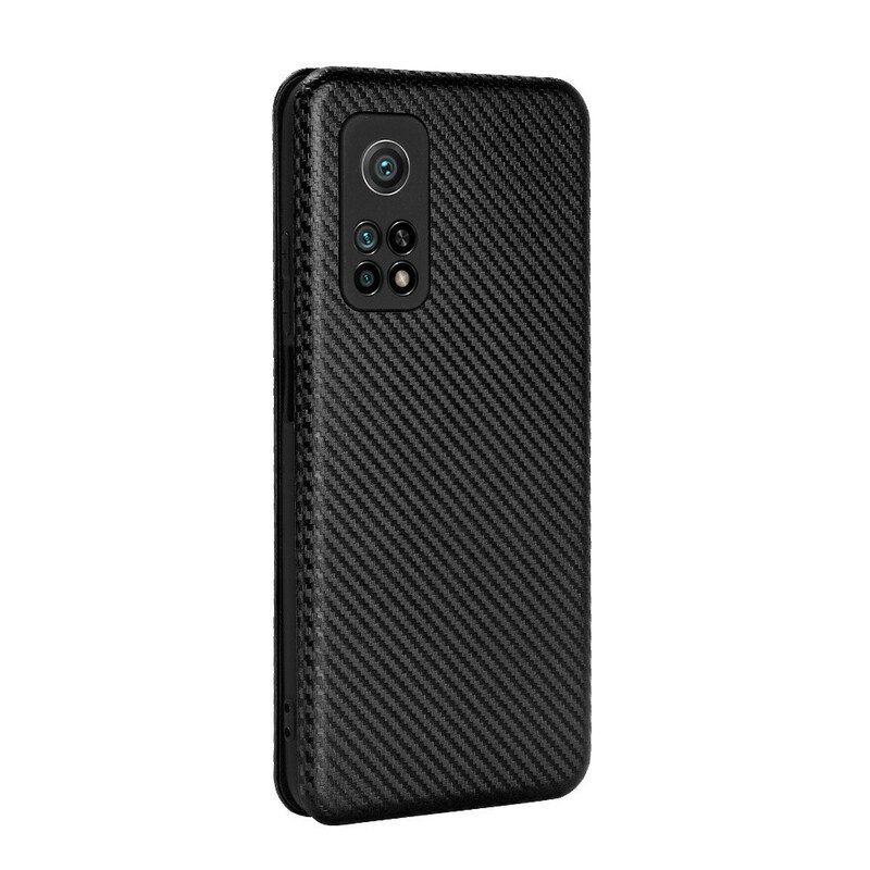 Bescherming Hoesje voor Xiaomi Mi 10T / 10T Pro Folio-hoesje Koolstofvezel Met Steunring