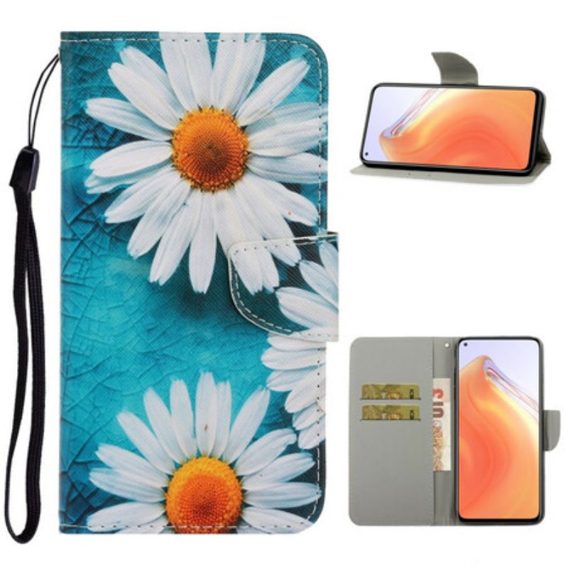 Flip Case voor Xiaomi Mi 10T / 10T Pro Met Ketting String Madeliefjes