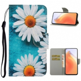 Flip Case voor Xiaomi Mi 10T / 10T Pro Met Ketting String Madeliefjes