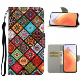 Folio-hoesje voor Xiaomi Mi 10T / 10T Pro Lappendeken Mandala's Met Lanyard