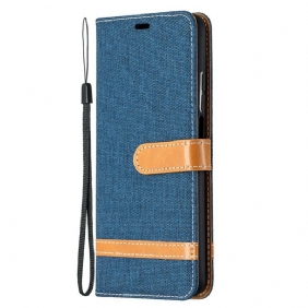 Folio-hoesje voor Xiaomi Mi 10T / 10T Pro Met Ketting Band Van Stof En Leereffect