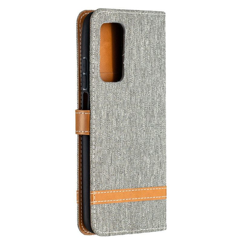 Folio-hoesje voor Xiaomi Mi 10T / 10T Pro Met Ketting Band Van Stof En Leereffect