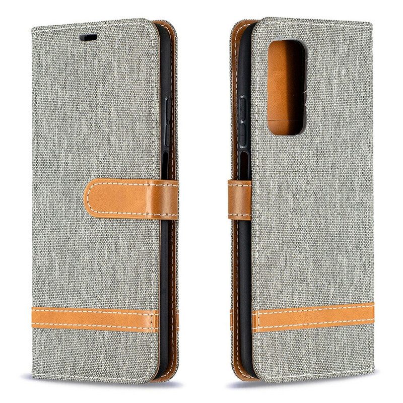 Folio-hoesje voor Xiaomi Mi 10T / 10T Pro Met Ketting Band Van Stof En Leereffect