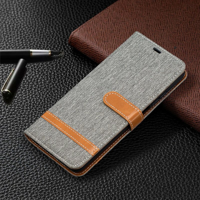 Folio-hoesje voor Xiaomi Mi 10T / 10T Pro Met Ketting Band Van Stof En Leereffect