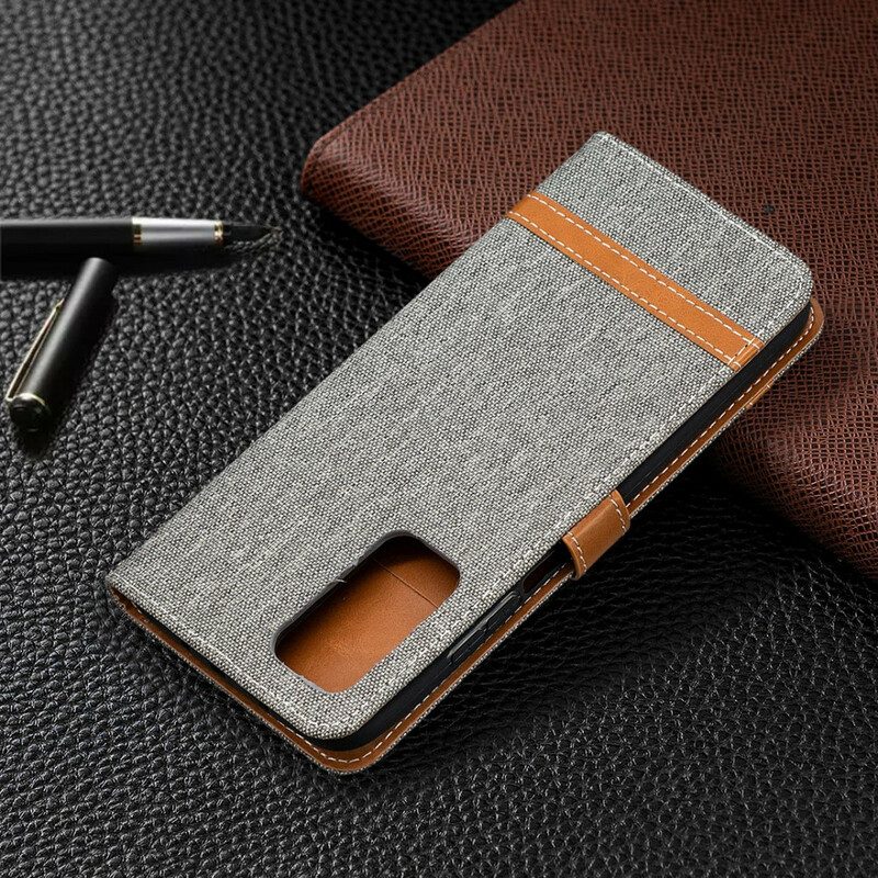 Folio-hoesje voor Xiaomi Mi 10T / 10T Pro Met Ketting Band Van Stof En Leereffect