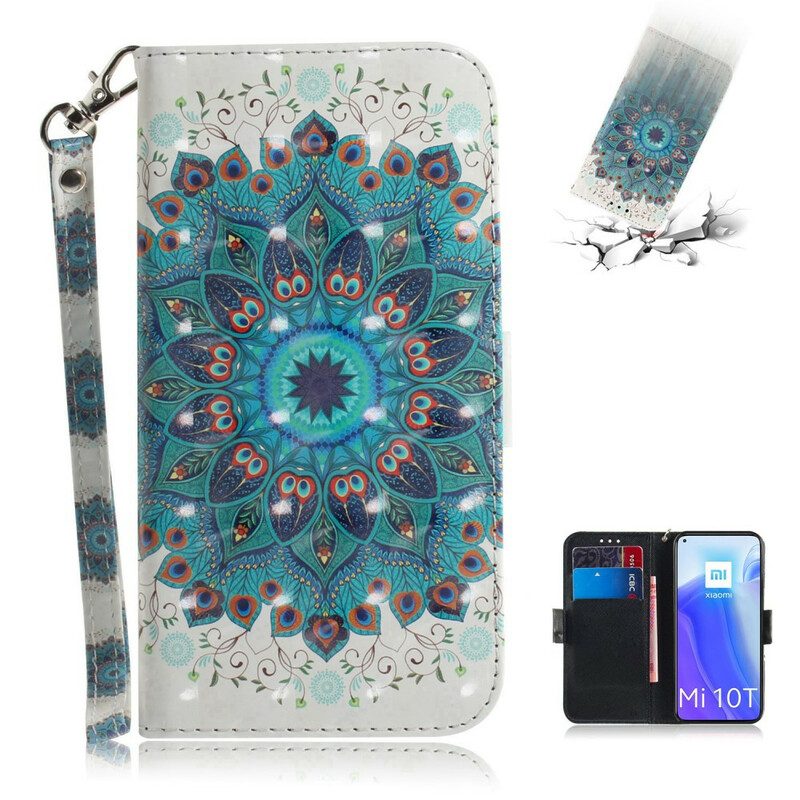 Folio-hoesje voor Xiaomi Mi 10T / 10T Pro Met Ketting Meesterlijke Mandala Met Riem