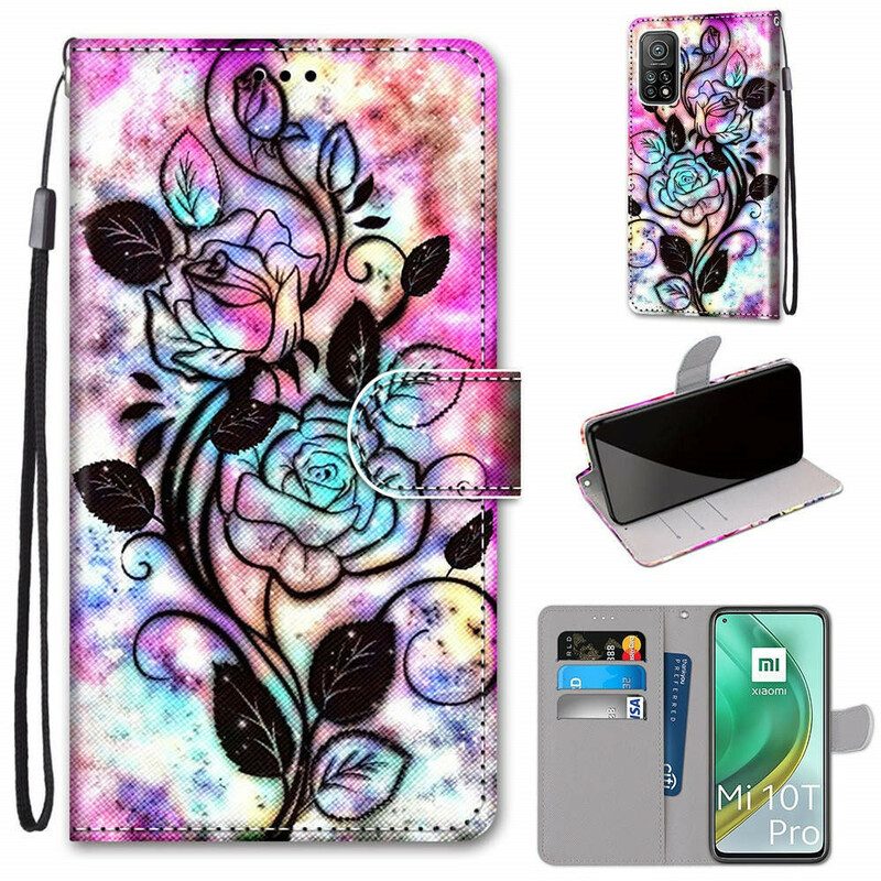 Folio-hoesje voor Xiaomi Mi 10T / 10T Pro Neonbloemen