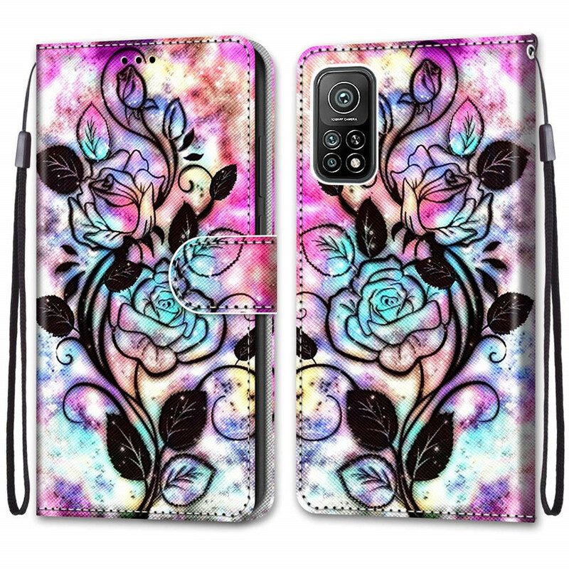 Folio-hoesje voor Xiaomi Mi 10T / 10T Pro Neonbloemen